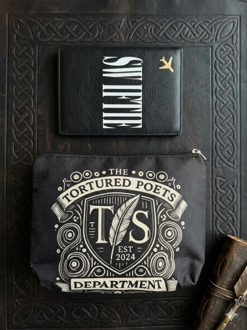 Taylor Swift Black 'Swiftie' Travel Cosmetic Pouch Set